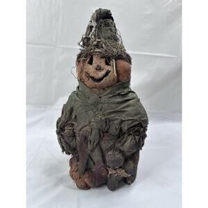 Arlene Wobler Primitive Folk Art Halloween Chalkware Scarecrow Jack O Lantern